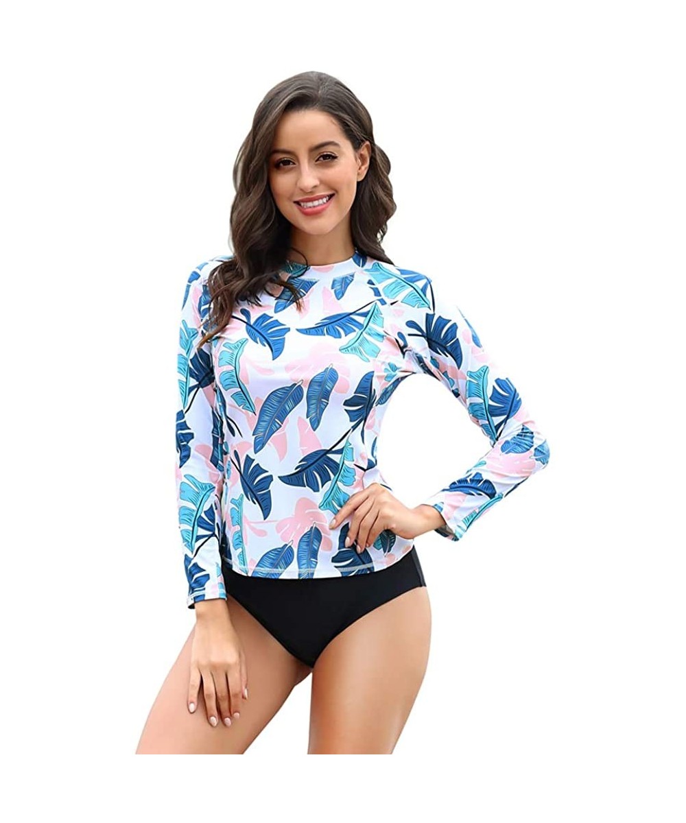 Rash Guards Women's Long Sleeve Rash Guard UV UPF 50+ Sun Protection Swim Shirts Surf Swimsuit Tops - Colorful - C6196YSXXGA