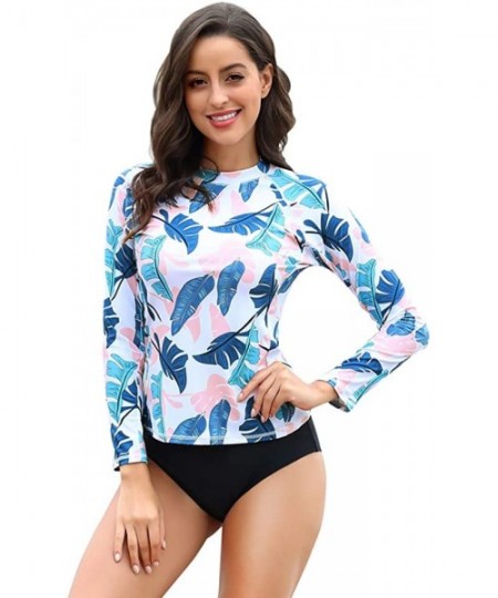 Rash Guards Women's Long Sleeve Rash Guard UV UPF 50+ Sun Protection Swim Shirts Surf Swimsuit Tops - Colorful - C6196YSXXGA