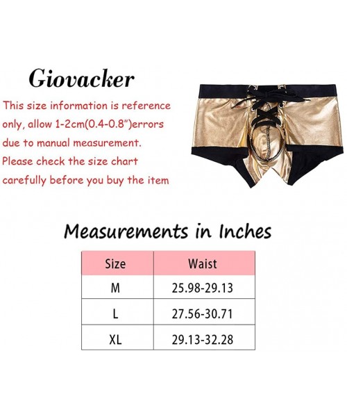 Briefs Men's Liquid Metallic Drawstring Boxer Briefs Underwear Bikini Swim Trunks Swimwear - Gold - CJ18Z3YWY90