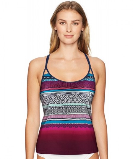 Tankinis Women's Ombre Stripe Multi-Strap Back Tankini - Very Berry - CG18608MY3A