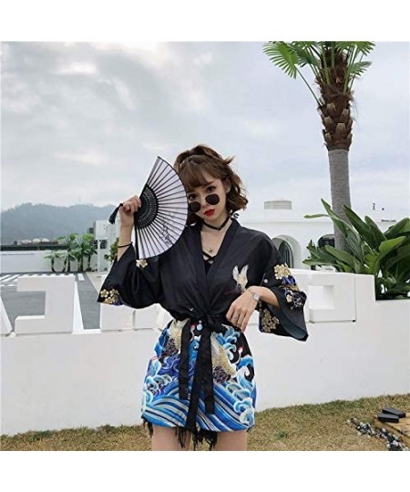 Cover-Ups Summer Womens Beach Kimono Wear Cover up Swimwear Beachwear Bikini Cardigan - Black 8 - CP1985G6QYW