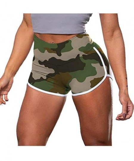 Board Shorts Women's Workout Sexy Shorts Scrunch Booty Gym Yoga Pants Waist Sports Leggings - Army Green - C71997HR87Y