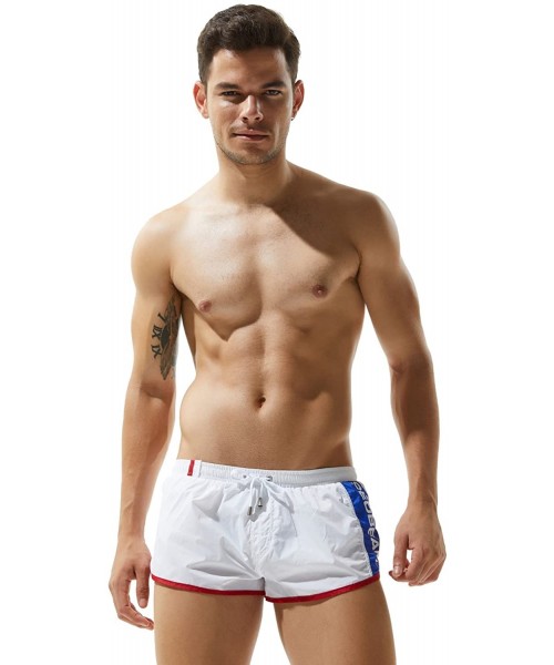 Board Shorts Mens Low Rise Sports Short Swimwear Board Shorts - 80601 White - C918DWA7CWD