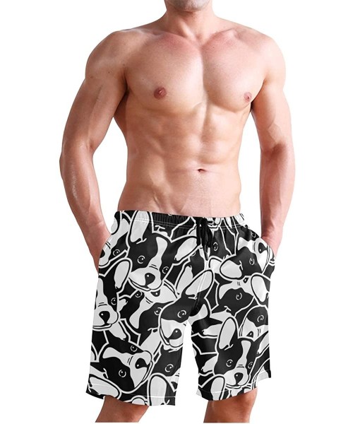 Board Shorts Mens Swim Trunks Funny Animal Dog Print Quick Dry Beach Shorts Summer Surf Board Shorts - CF18UY2WOTC