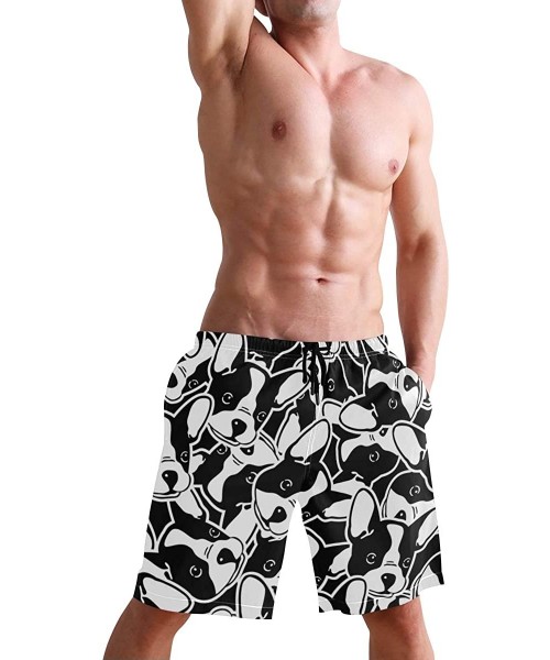 Board Shorts Mens Swim Trunks Funny Animal Dog Print Quick Dry Beach Shorts Summer Surf Board Shorts - CF18UY2WOTC