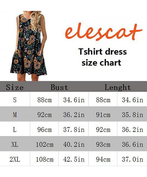 Cover-Ups Summer Dresses for Women Beach Floral Tshirt Sundress Sleeveless Pockets Casual Loose Tank Dress - Winered - CK18QX...