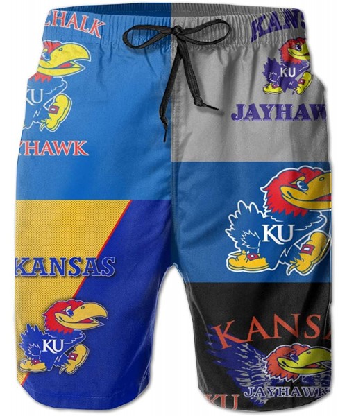 Board Shorts Men's Quick Dry Swim Shorts with Mesh Lining Swimwear Bathing Suits Beach Shorts - Kansas Jayhawks-11 - CV190RT5A3C