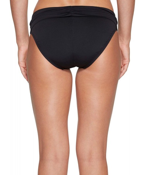 Bottoms Women's Solid Shirred Waist Bikini Bottom - Black - CY183MIN5EX