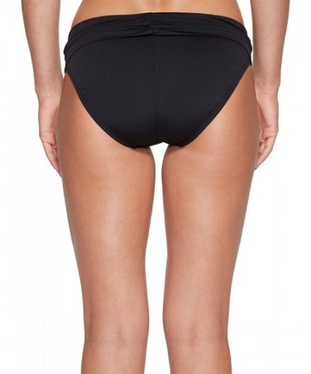 Bottoms Women's Solid Shirred Waist Bikini Bottom - Black - CY183MIN5EX