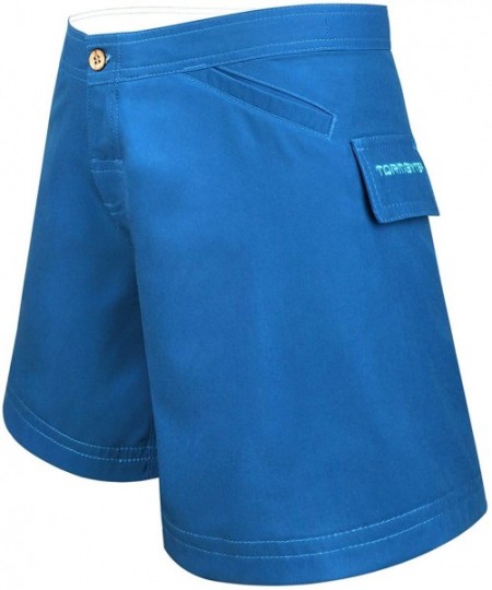 Board Shorts Ladies 8-Way Stretch SPF-35 5" Boardshorts - Aqua - CQ18RN32D8S