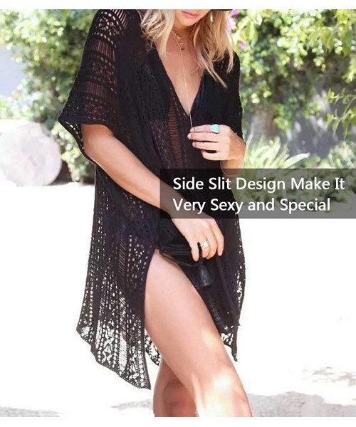 Cover-Ups Women's Cover Up Sexy Swimsuit for Women Crochet Hollow V Neckline Fashion Swimwear Beach Bikini Cover Ups Off Whit...