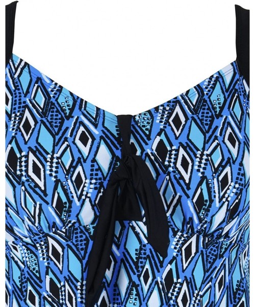 Tankinis Women's Plus Size Swimsuits Flowy Tankini Tie Knot Two Piece Swimsuits Tankini Bathing Suits - Blue Argyle - CZ18D6N...