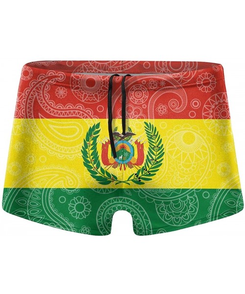 Briefs Colombian Paisley Flag Men's Swimwear Funny Swim Boxer Briefs Quick Dry Swimming Shorts - Bolivia Paisley Flag - CE19C...