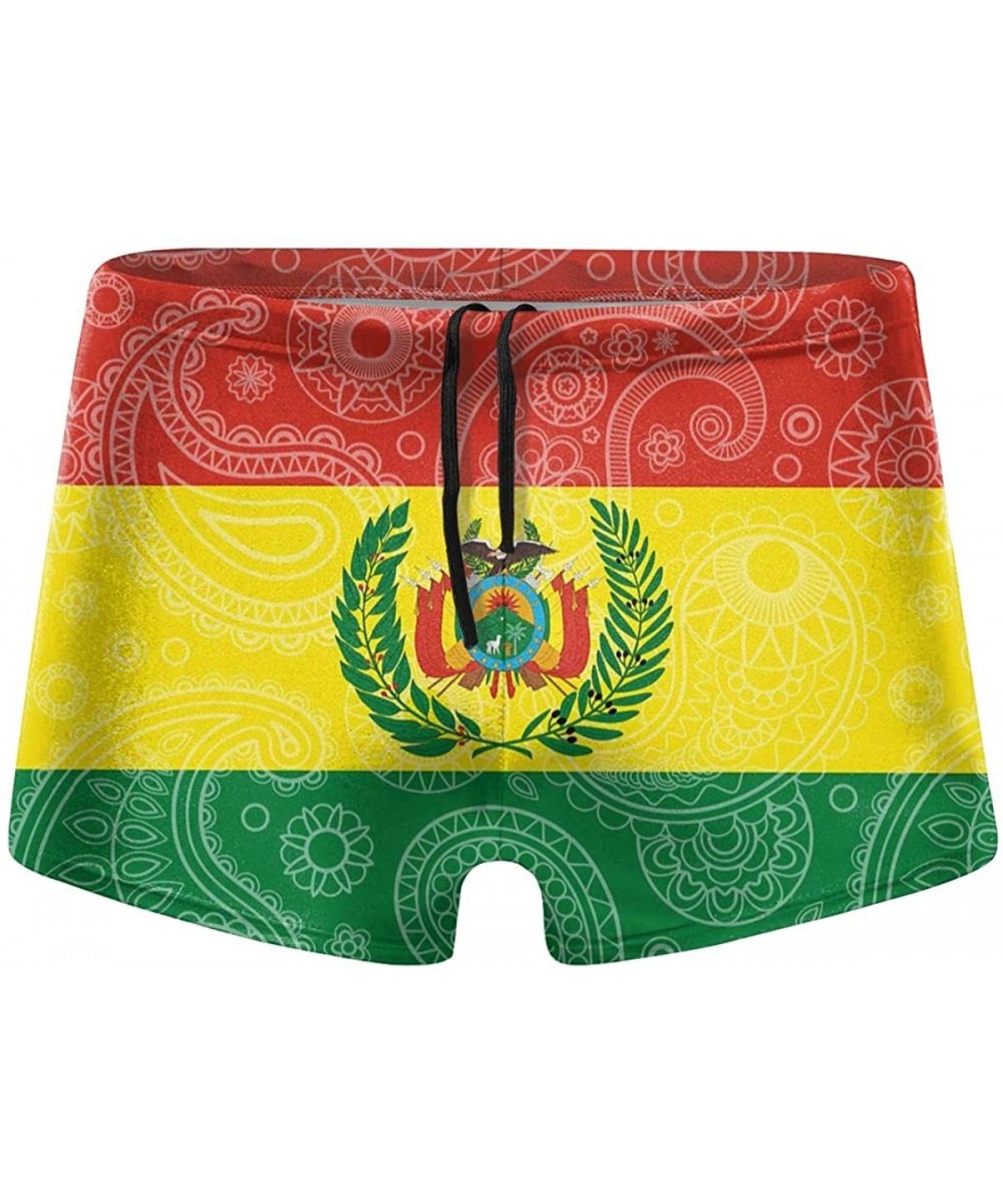 Briefs Colombian Paisley Flag Men's Swimwear Funny Swim Boxer Briefs Quick Dry Swimming Shorts - Bolivia Paisley Flag - CE19C...