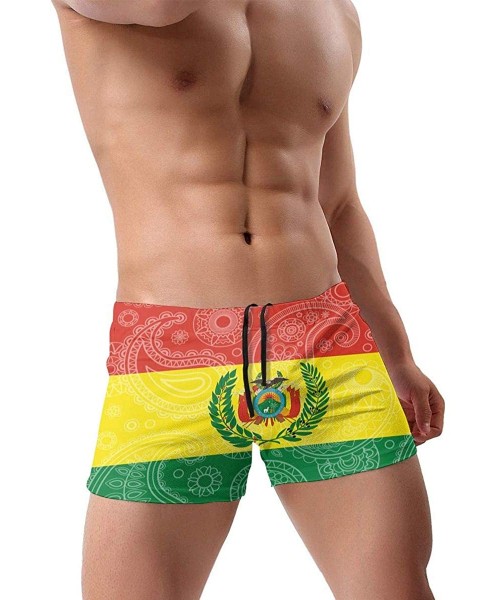 Briefs Colombian Paisley Flag Men's Swimwear Funny Swim Boxer Briefs Quick Dry Swimming Shorts - Bolivia Paisley Flag - CE19C...