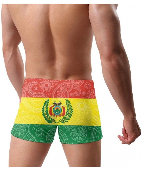 Briefs Colombian Paisley Flag Men's Swimwear Funny Swim Boxer Briefs Quick Dry Swimming Shorts - Bolivia Paisley Flag - CE19C...