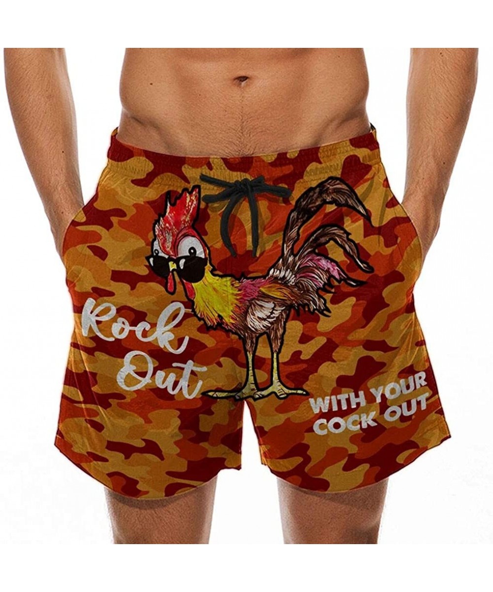 Board Shorts Men's Summer Holiday Drawstring Shorts Casual Cock Printed Beach Pants Swim Trunks-Look at My Pecker-Look at IT ...