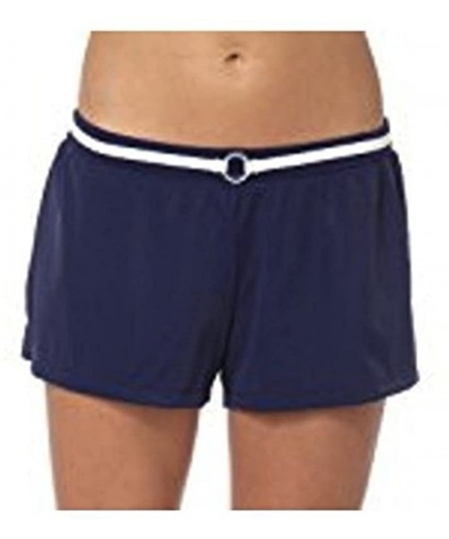 Bottoms Women's Swim Bottoms - Deep Sea Blue - Belted Swim Shorts - CN183LK30KK