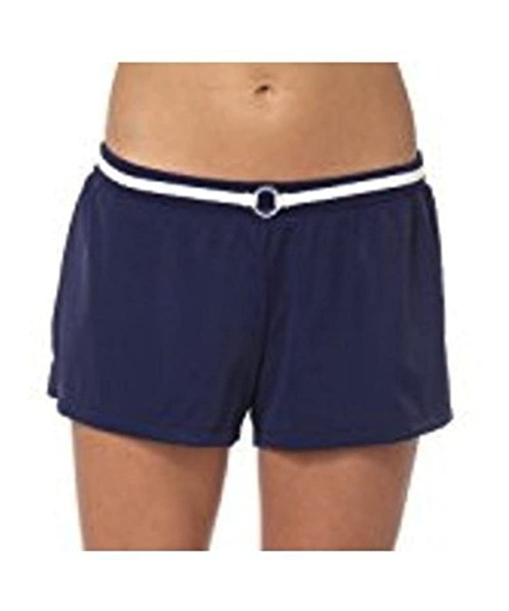 Bottoms Women's Swim Bottoms - Deep Sea Blue - Belted Swim Shorts - CN183LK30KK