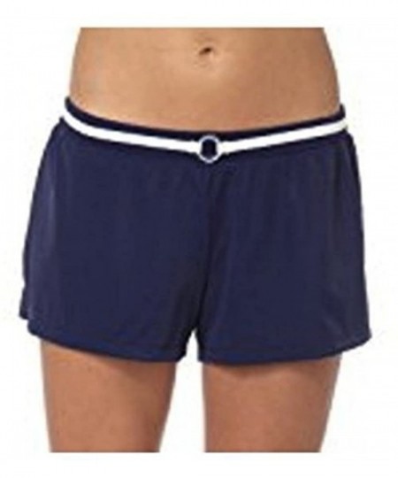 Bottoms Women's Swim Bottoms - Deep Sea Blue - Belted Swim Shorts - CN183LK30KK