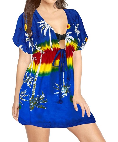 Cover-Ups Bikini Swim Beach wear Swimsuit Cover ups Women Kimono Dress Printed - Navy Blue_b814 - CR1886AQ09R