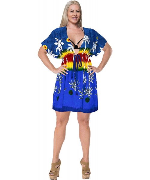 Cover-Ups Bikini Swim Beach wear Swimsuit Cover ups Women Kimono Dress Printed - Navy Blue_b814 - CR1886AQ09R