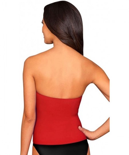 Tankinis Black Twist Front Bandeau Tankini Top - Red - C517Z740DUW