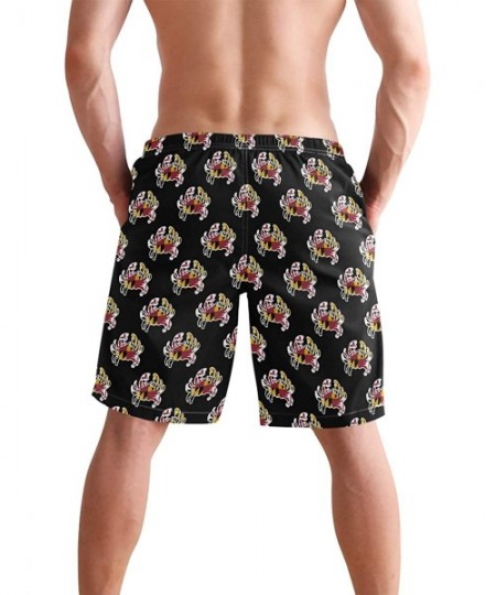 Board Shorts Men's Quick Dry Swim Trunks with Pockets Beach Board Shorts Bathing Suits - Maryland Crab Flag - C619529WLWH