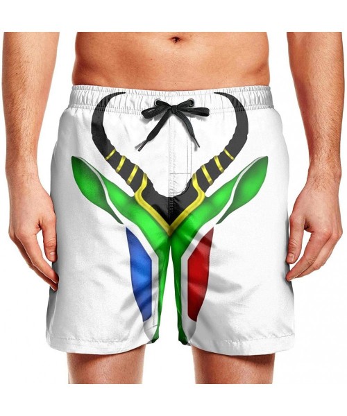 Board Shorts Men's Board Shorts Quick Dry Saint Lucia's Flag Swim Board Trunks - South African Springbok - CM18SYI6Y7U