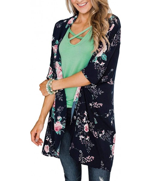 Cover-Ups Womens Kimonos Sheer Chiffon Floral Cardigan Cover up - Fl83 - CG194CWNQCI