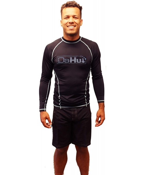 Rash Guards Mens Long Sleeve Rash Guard Water Surf Shirt UPF 50+ - Midnight Sessions - Blue - CT18T42TTYK