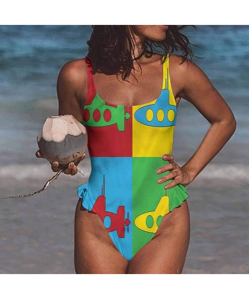 Bottoms Bikini Set Stripes- Doodle Style Triangles for Beach/Hiking Activities - Multi 11-one-piece Swimsuit - CL19E7G8RY2