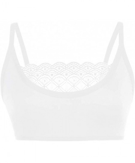 Tops Sexy Women Elastic Cage Bra Lace Camisole Tank Tops Bra Bustier - White - CL195KHZKXU