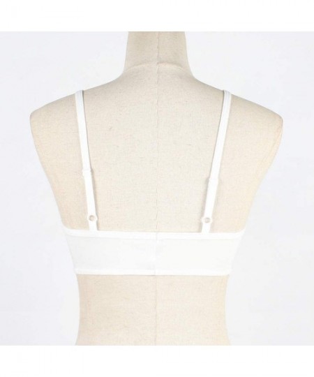 Tops Sexy Women Elastic Cage Bra Lace Camisole Tank Tops Bra Bustier - White - CL195KHZKXU