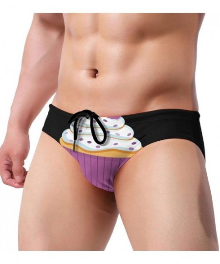 Briefs Men Swim Briefs Cupcake Bikini Swimwear Swimming Triangle Shorts Beach Shorts - Black - CX19744STCL