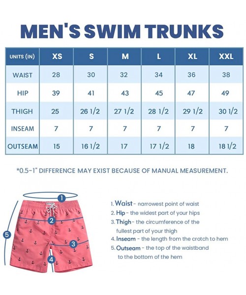 Board Shorts 7" Swim Shorts Mens Quick Dry Swim Trunks with Mesh Lining Teen Funny Print Swimwear Swimsuit - 1852832-rose Red...