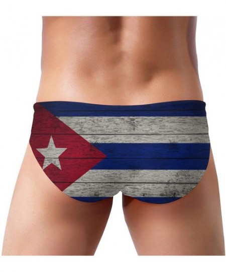 Briefs Men's Swimwear Briefs Swim Trunk Sexy Soft Triangle Thong Bikini Swimsuit American Flag - Flag of Cuba 7 - CX19CLLEXCA