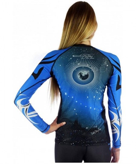 Rash Guards Women's Rash Guard BJJ MMA Premium Jiu Jitsu Fighting Grappling Compression Shirt - Mat Monster Black and Blue - ...