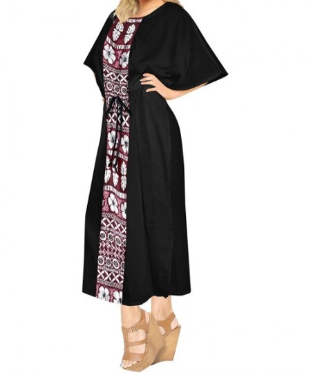 Cover-Ups Women's Long Caftan Swimsuit Cover Ups Night Casual Dress Drawstring A - Black_b380 - C918R9S9TXO