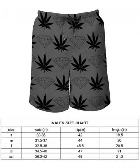 Board Shorts Men Quick Dry Swim Trunks Breathable Beach Board Shorts with Mesh Lining - Cool Diamond Weed Design - C0199QG8CMK