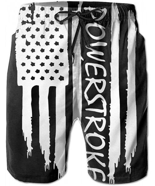 Board Shorts American Flag Powerstroke Men's Summer Casual Swimming Shorts Quick Dry Board Shorts with Pockets - CJ18RDHK4E7