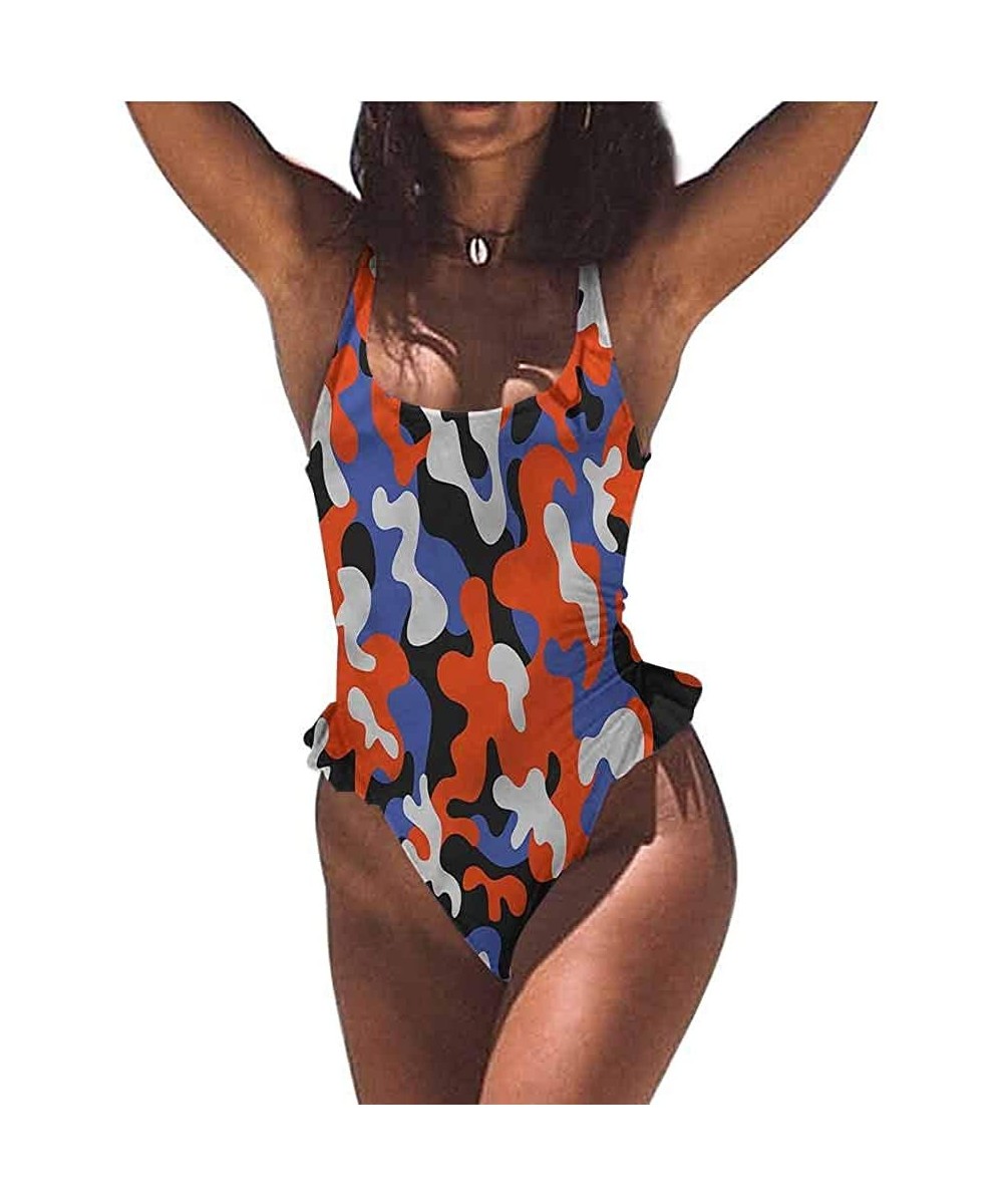 Bottoms Strappy Swimsuit Camo- Mosaic Grunge Camo Worn for Beach/Hiking Activities - Multi 15-one-piece Swimsuit - CK19E7D7ZAO