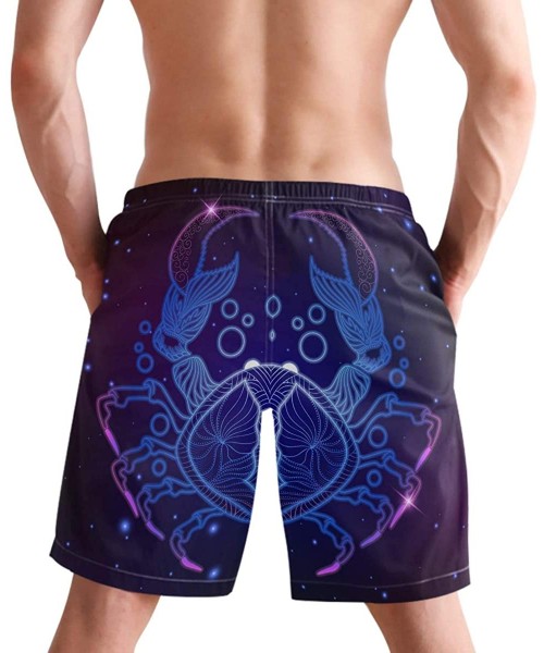 Board Shorts Mens Swim Trunks Zodiac Sign Crab Horoscope Galaxy Beach Board Short with Lining - CF18RGUWZ50