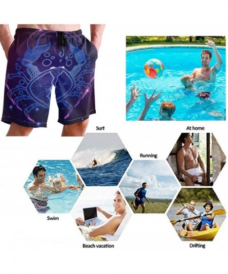 Board Shorts Mens Swim Trunks Zodiac Sign Crab Horoscope Galaxy Beach Board Short with Lining - CF18RGUWZ50