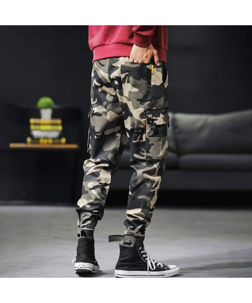 Rash Guards Men's CAGO Pants Plus Size Hiphop Punk Camo Jogger Sport Harem Pants Ankle Length Multi-Pockets - Camouflage - C4...