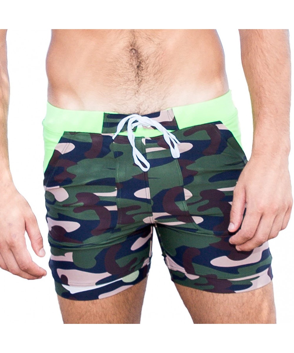 Trunks Camo Swimwear Swimsuits Men Swim Trunks Surf Shorts Pocket Quick Drying - CR186YEW6UE