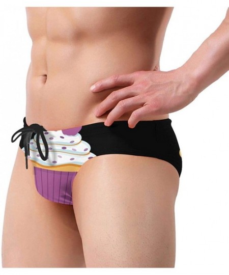 Briefs Men Swim Briefs Cupcake Bikini Swimwear Swimming Triangle Shorts Beach Shorts - Black - CX19744STCL