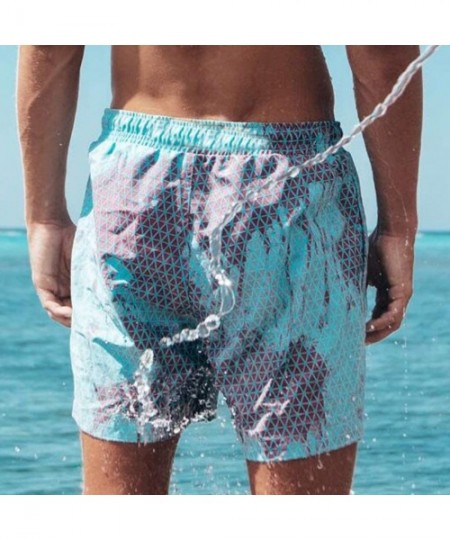 Trunks Men Summer Swimming Trunks- Temperature Sensitive Beach Boys Swim Shorts Color Changing Swim Trunks for Men - Men-blue...