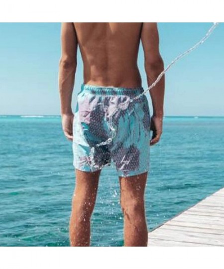 Trunks Men Summer Swimming Trunks- Temperature Sensitive Beach Boys Swim Shorts Color Changing Swim Trunks for Men - Men-blue...