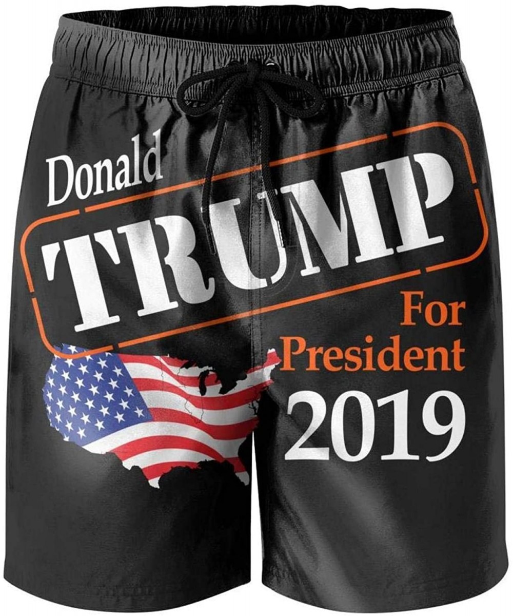 Board Shorts Trump-2020-American-flag- Man Swimming Trunks Shorts Stretch Board Swim Trunks - White-106 - CJ18U0KRAEM